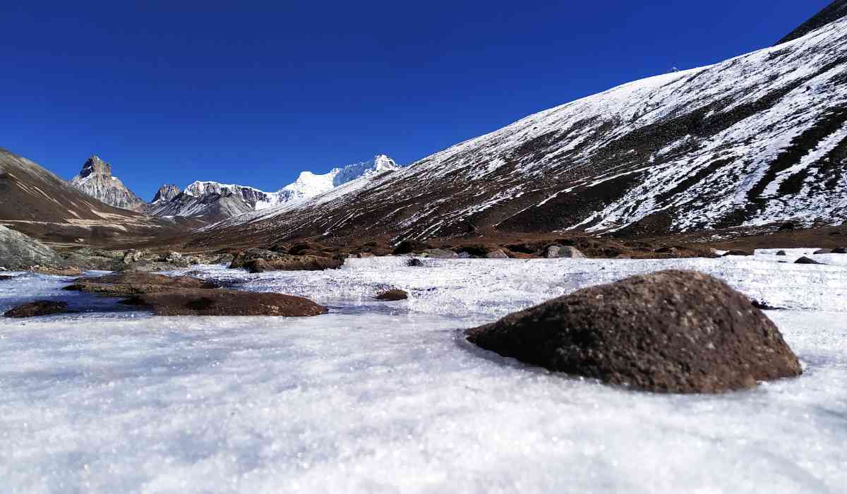 Snow-covered Zero Point Glacier in North Sikkim tour